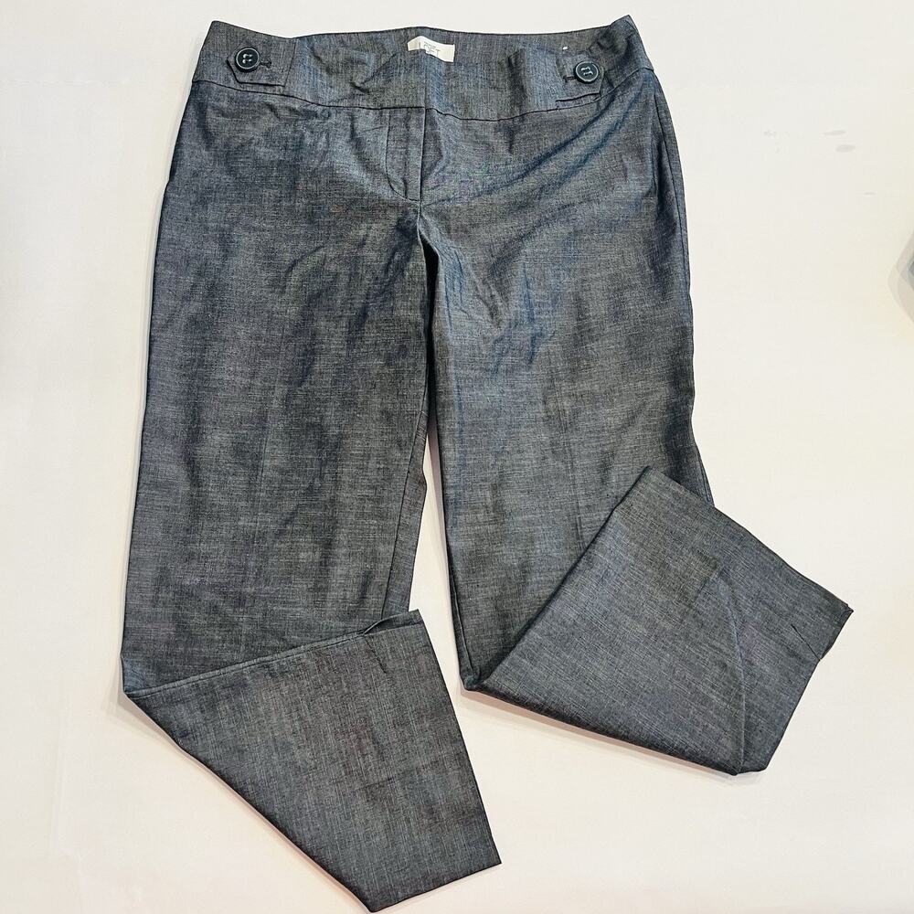 Ann Taylor Loft Marisa Heathered Navy Straight Leg Dress Trouser Pants 6 (A0135)